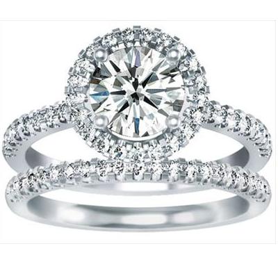 Amy Beth Engagement Ring and Wedding Band Set #CH-SE1012-14KW-image