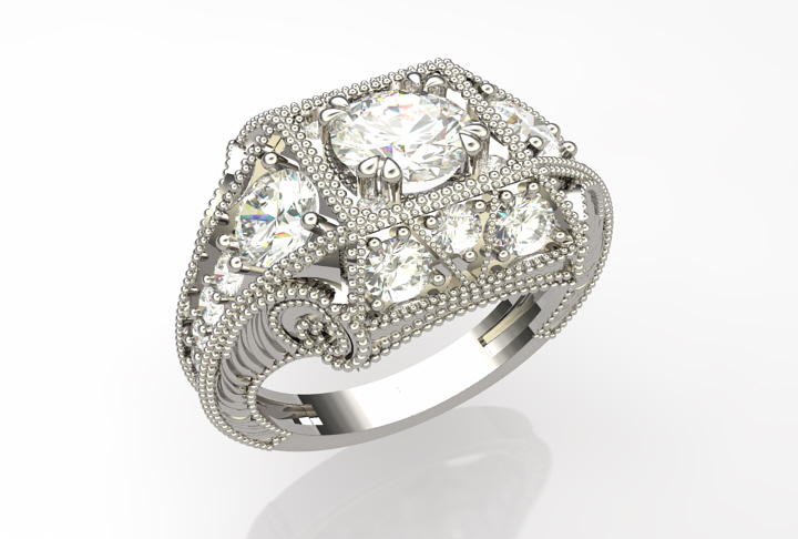 Custom Designed Art Deco Ring Image