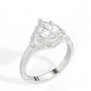 Custom vintage Art Deco pear-shaped diamond engagement ring designed in Greenville, South Carolina